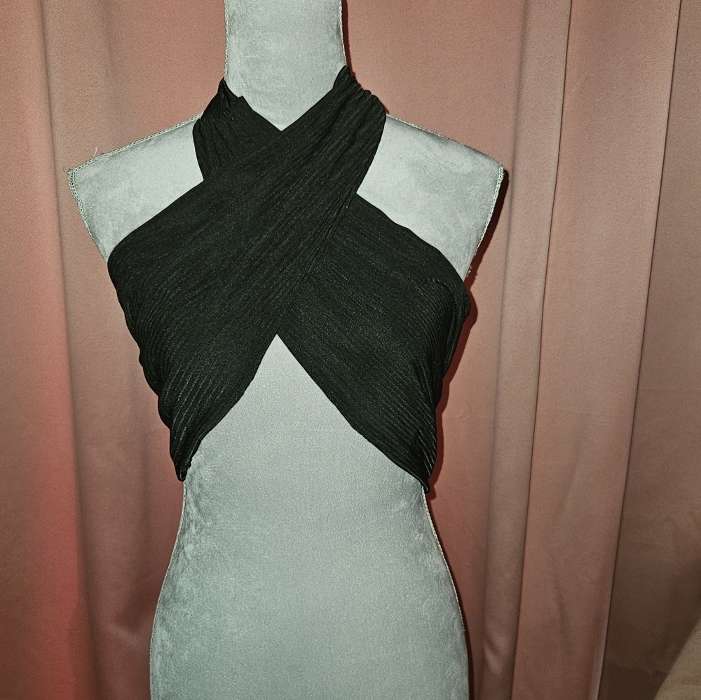 Black Halter Wrap Top
